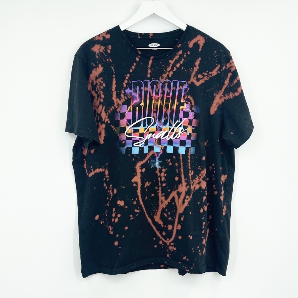 Biggie Smalls Custom Bleach Splatter Short Sleeve Shirt SZ 2XL Upcycled